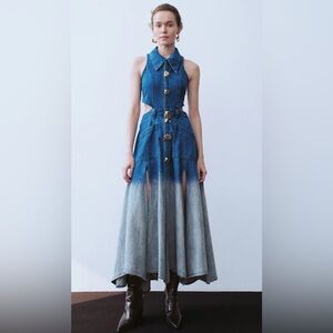 Denim Blue Sleeveless Maxi Dress